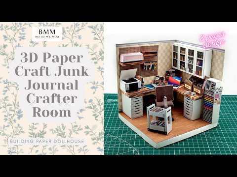 Printable 1:12 Junk Journal Crafter Room Kit, DIY Miniature Crafter room Diorama, Papercraft PDF Download