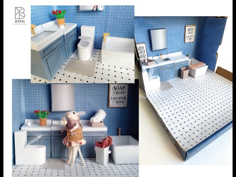 A digital printable template for a 1:12 scale dollhouse bathtub, designed for BMM shoe box bathroom scenes. The template features a detailed, elegant bathtub with clean lines, ready to be printed on regular paper, cut, and assembled for a miniature bathroom setup.