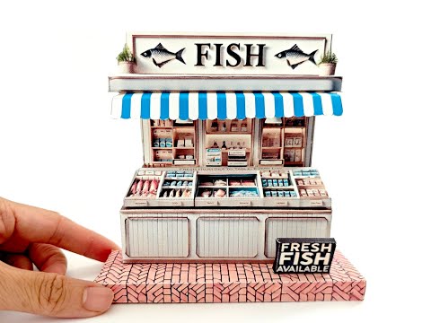 DIY Fish Market Shadow Box: Printable Miniature (PDF Pattern)