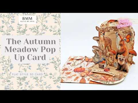 Printable Autumn Meadow Pop Up Card Kit, DIY 3D Woodland Animal Greeting Card, Digital Download