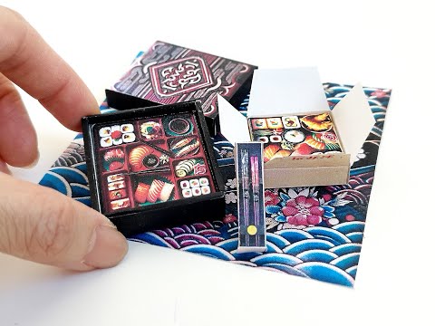 4 pieces takeaway Japanese Sushi Set - Printable Dollhouse Fast Food for doll - Sushi, bento box, DIY, printable miniature template