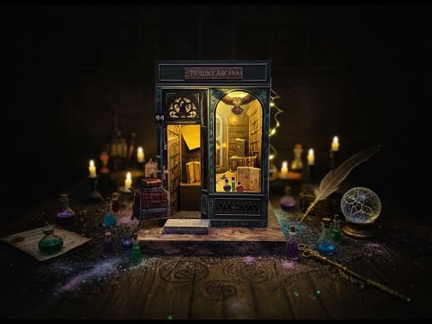 Enchanted Wizard Library - Merlin's Arcana Miniature House Craft Kit ( Printable Fantasy Diorama, Digital Download )