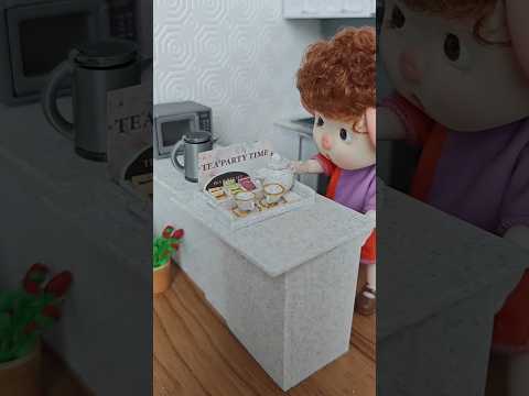 1:12 5 items Tea Party Set and box, mini tea pot, tea box display. tea bags, cups and plates and Tea Party Tray, 3D printing STL