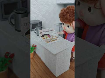 1:12 5 items Tea Party Set and box, mini tea pot, tea box display. tea bags, cups and plates and Tea Party Tray, 3D printing STL