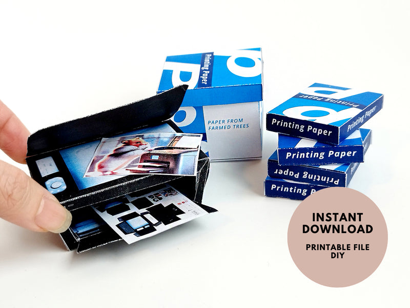 1:6 paper printer and printing paper  -  Designed for crafting dollhouse office space