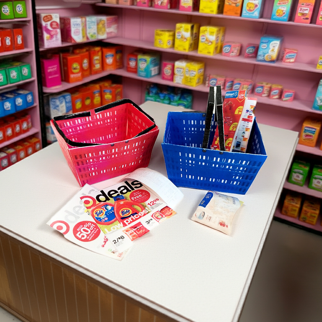 1/6 Scale Miniature Shopping Basket Template, Dollhouse Printable (PDF Download)