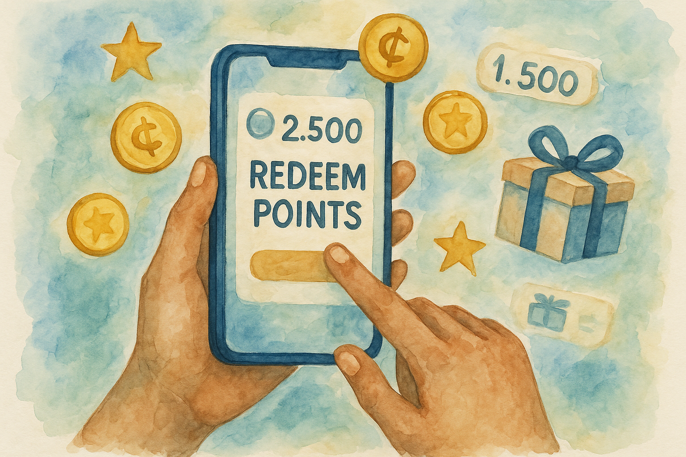 redeem points picture in waterprint style