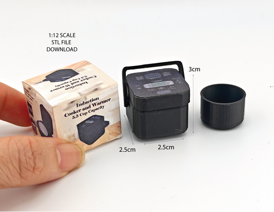 1:12 openable rice cooker and  box, miniatures, kitchen applicants, mini cooking, real cook, 3D printing STL