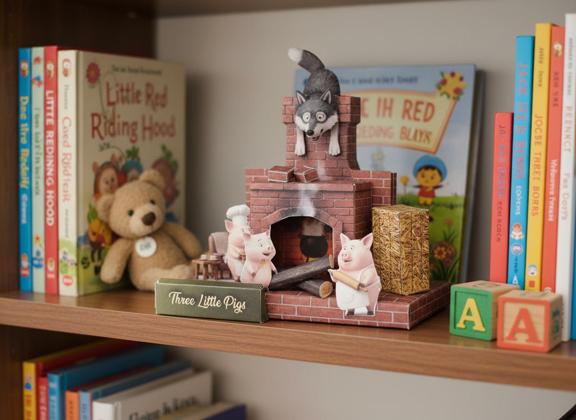 PickScene the three little pig with Story book and story character