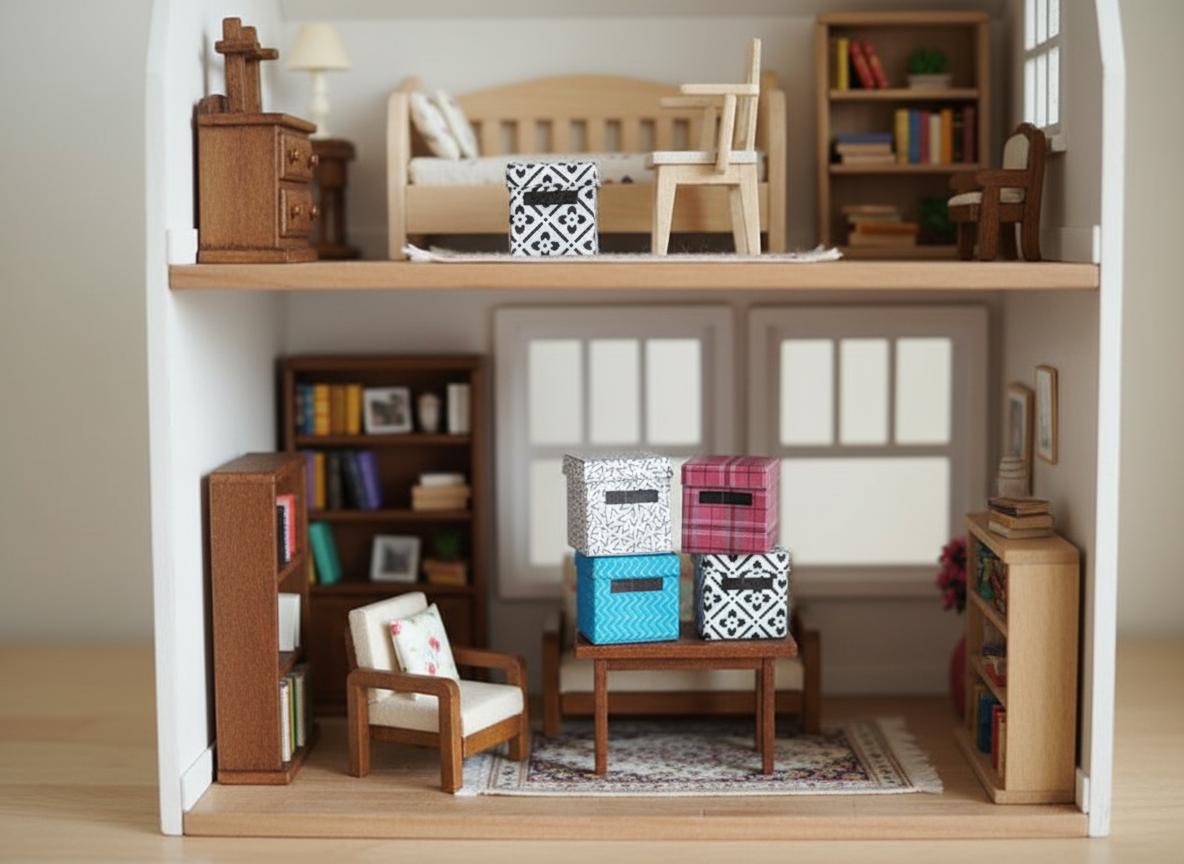 1:12 Square organization boxes 4 items in different color, easy fold