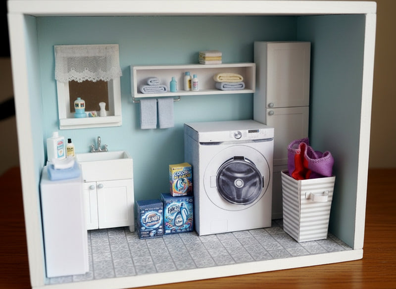 1:12 laundry setup washing machine & detergents for dolls and barbies dollhouse laundry room miniature play 5 styles