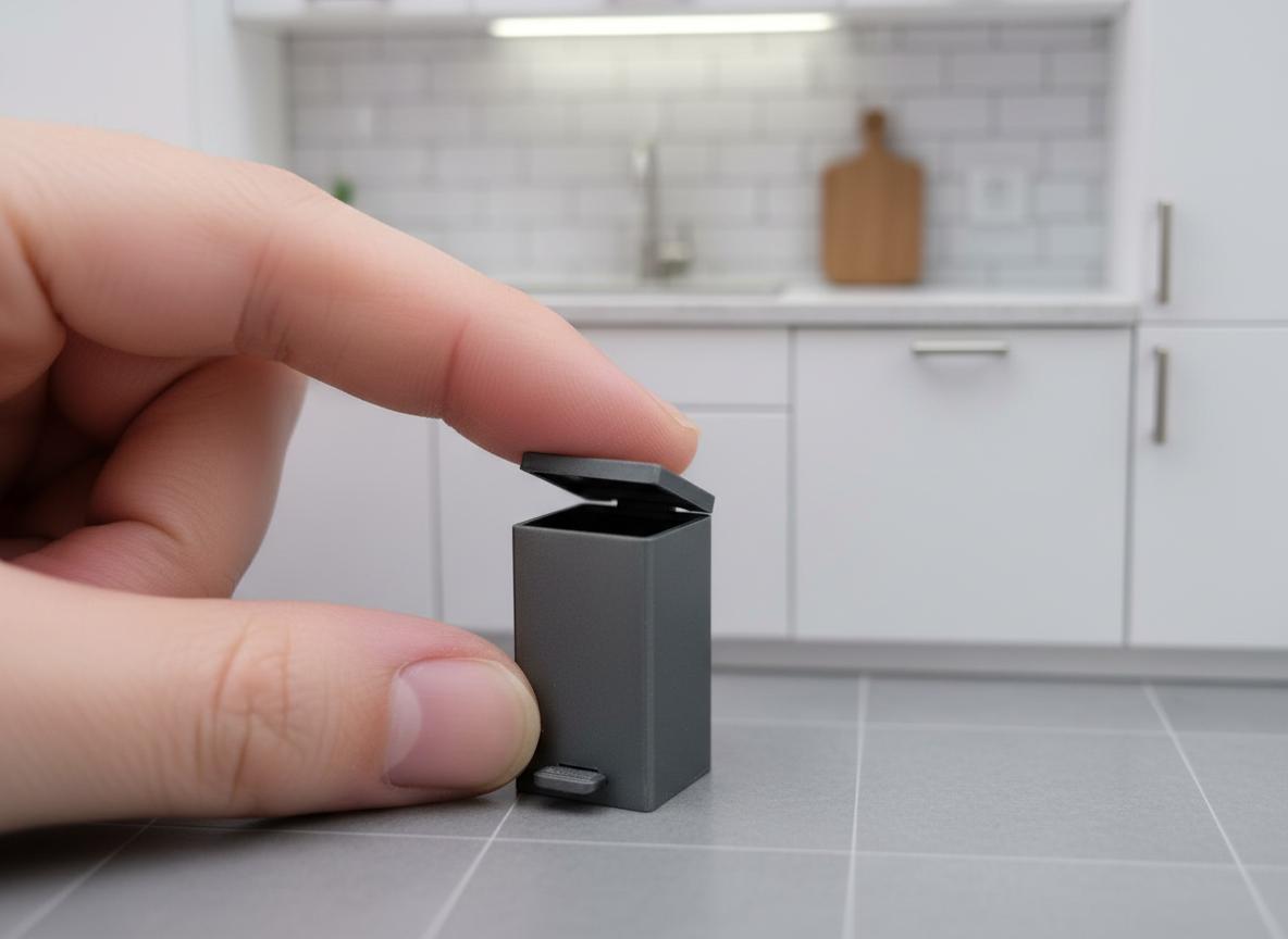 1:12 Scale Miniature Trash Can with Pedal (3D STL File)