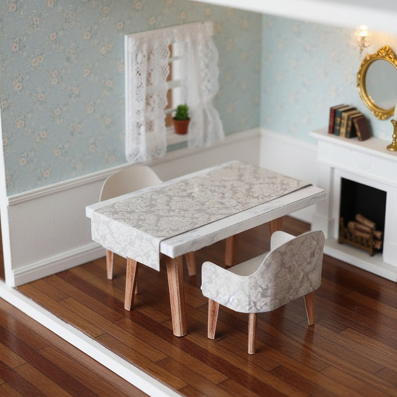 1:12 Dining Living room Table and Chair - Affordable Printable Dollhouse furniture,  DIY, miniature template, BMM shoesbox miniature