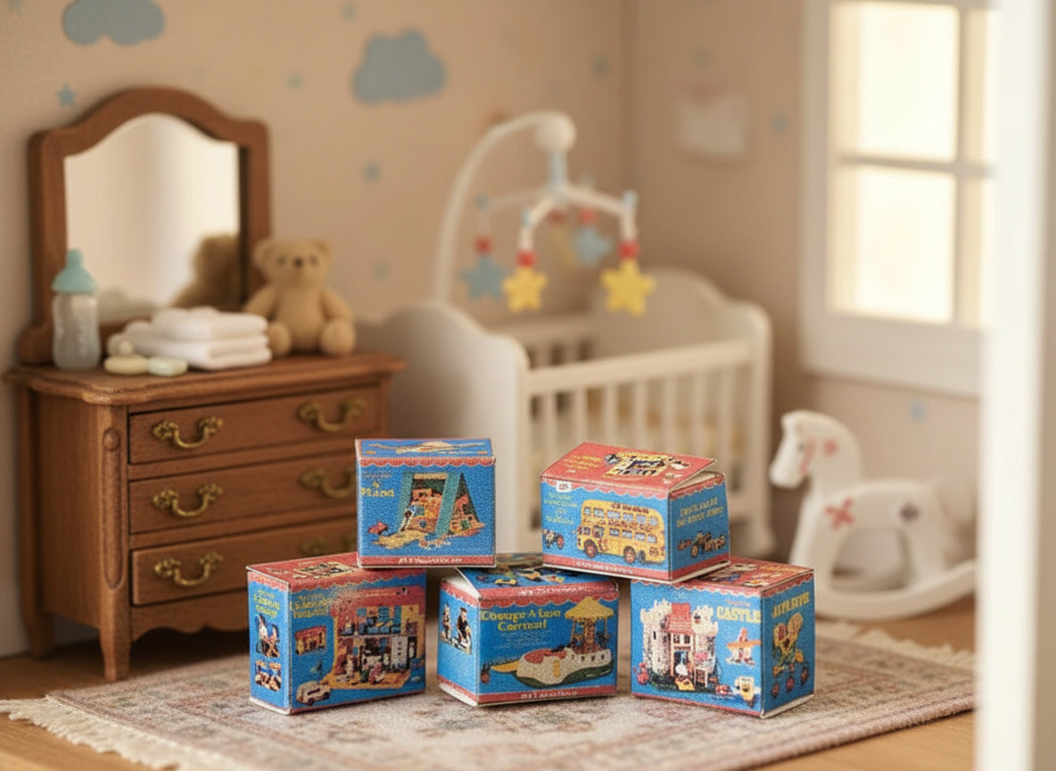 1:12 1970 vintage classic toy box (PDF file) , Newborns, Infants, Babies, for dollhouse, toy shop display,