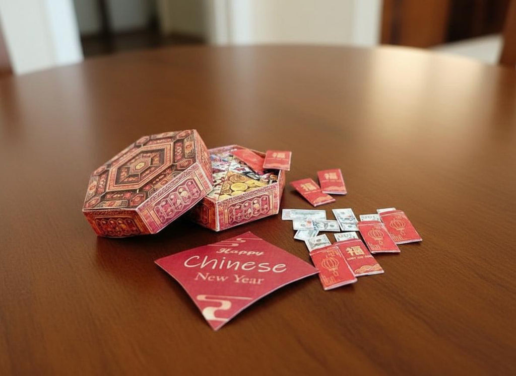 Chinese Lunar New Year candy box , red pocket with US dollar