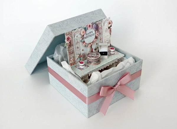 Vintage happy birthday stand DIY miniature kit, birthday presents, cards, DIY present to family, holiday card, gift idea