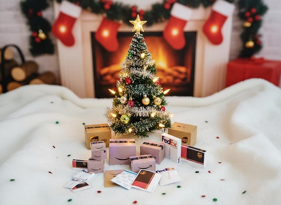 Miniature Delivery Box & Envelope Set — Amazon, UPS, FedEx Packages for Dollhouse 1:6 and 12 Scale, Gift or Ornament
