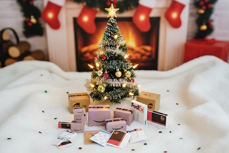 Miniature Delivery Box & Envelope Set — Amazon, UPS, FedEx Packages for Dollhouse 1:6 and 12 Scale, Gift or Ornament