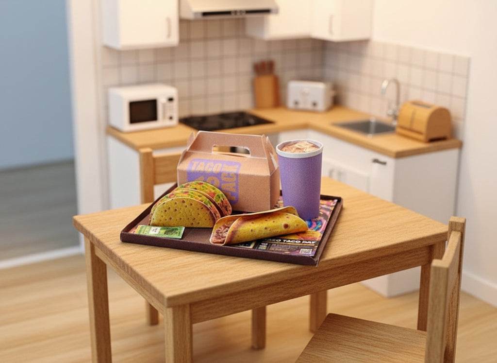 Taco Meal  - Printable Dollhouse Fast Food for doll - taco wrap, pop, DIY, yearly ornament