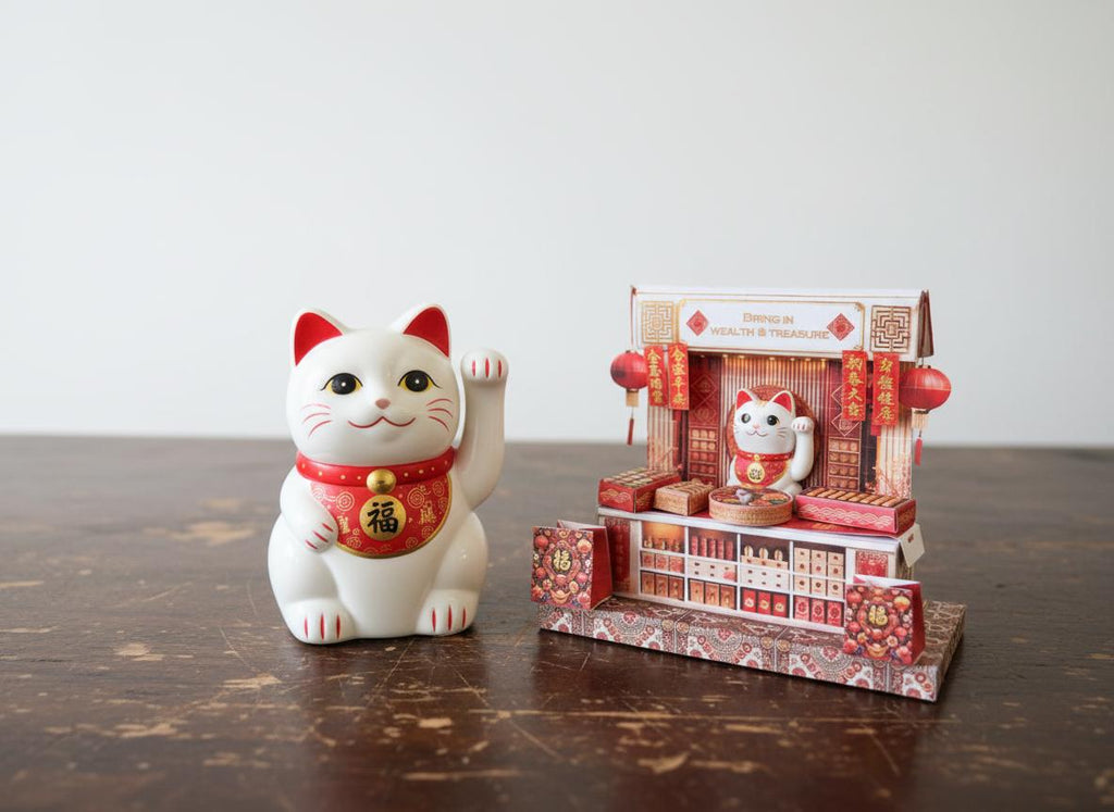 Lunar New Year Fortune Cat Miniature Stand: DIY Papercraft (Digital Download)