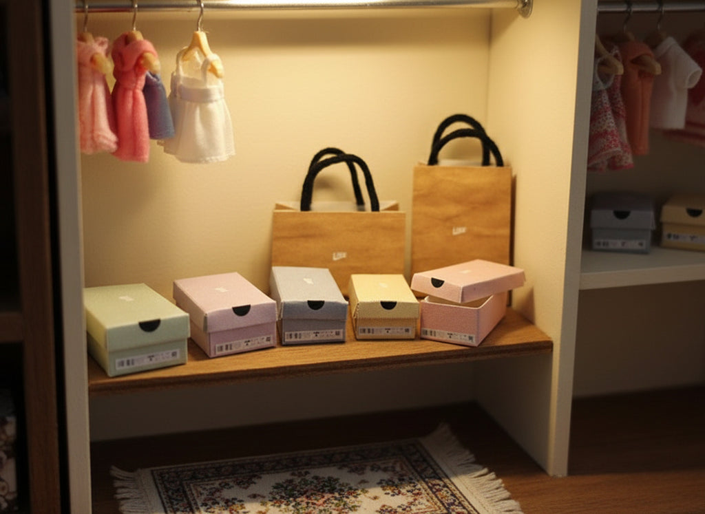 1:12 7 styles Open shoes boxes, Containers for Doll sneakers,  shoes, girl room, bedroom, closet, diorama