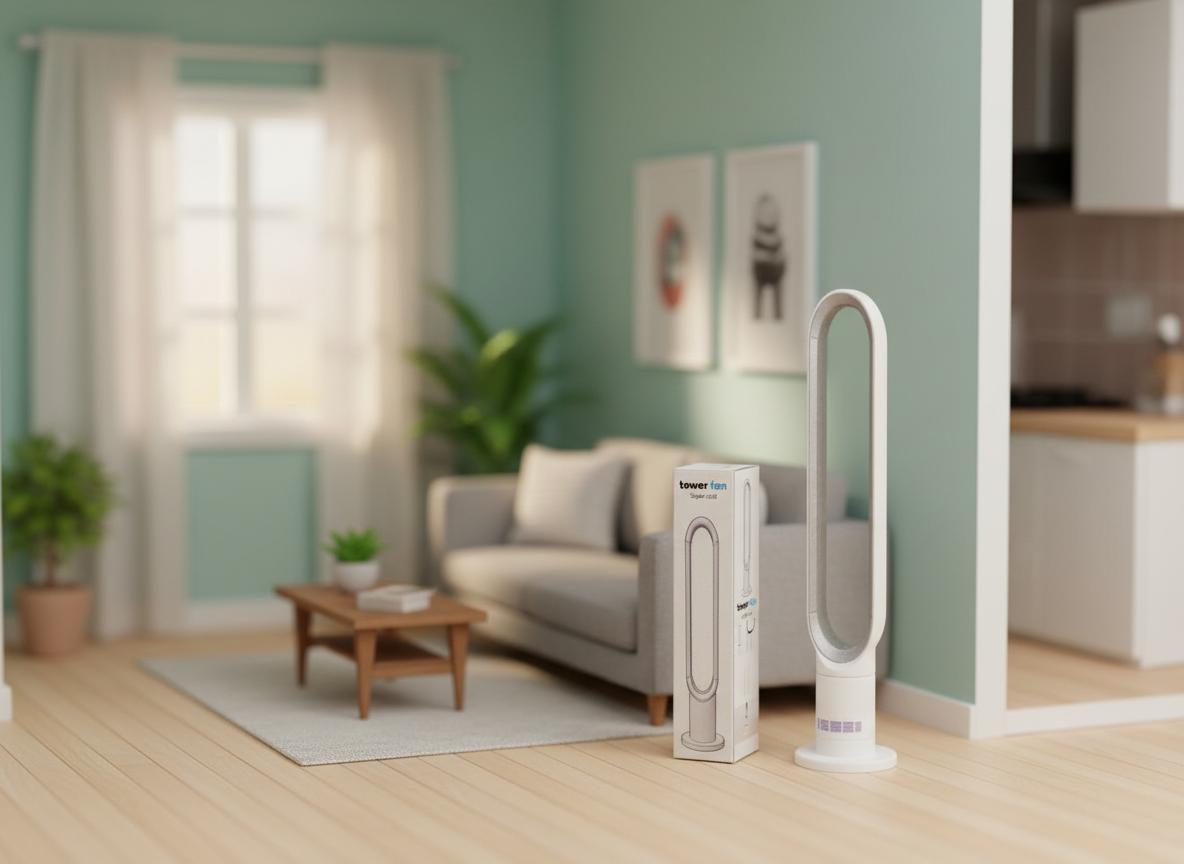 1:12 scale tower fan STL file with box & printable details , DIY 3D print dollhouse appliance for modern furniture miniature diorama scene