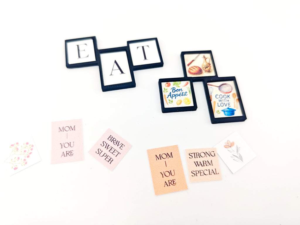 1:12 photo frame for mother's day and kitchen. 4 sets of photo graphic included, 3D print file, miniature dollhouse decoration