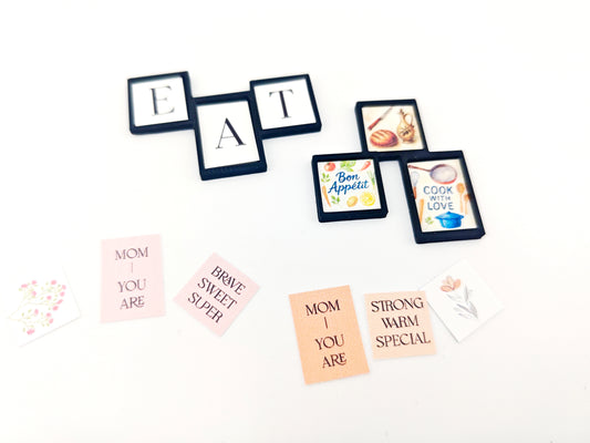 1:12 photo frame for mother's day and kitchen. 4 sets of photo graphic included, 3D print file, miniature dollhouse decoration