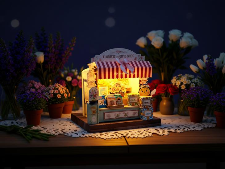 PickScene  Florists and Gifts Shop  — DIY Miniature Candy Shop Stand Paper Craft Kit (Printable Holiday Diorama, Digital Download))