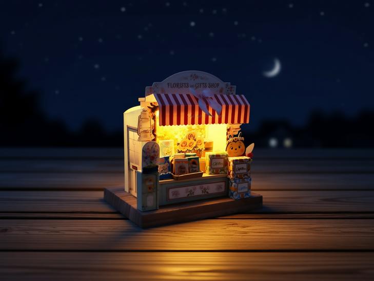 PickScene  Florists and Gifts Shop  — DIY Miniature Candy Shop Stand Paper Craft Kit (Printable Holiday Diorama, Digital Download))