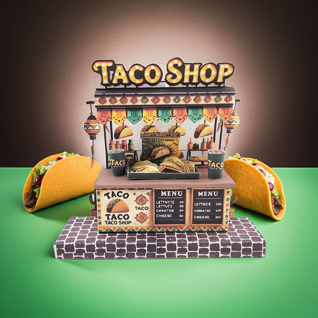 DIY Miniature Taco Shop Craft Kit: Printable Paper Model (Digital Download)