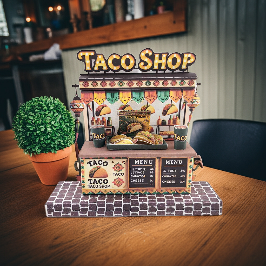 DIY Miniature Taco Shop Craft Kit: Printable Paper Model (Digital Download)