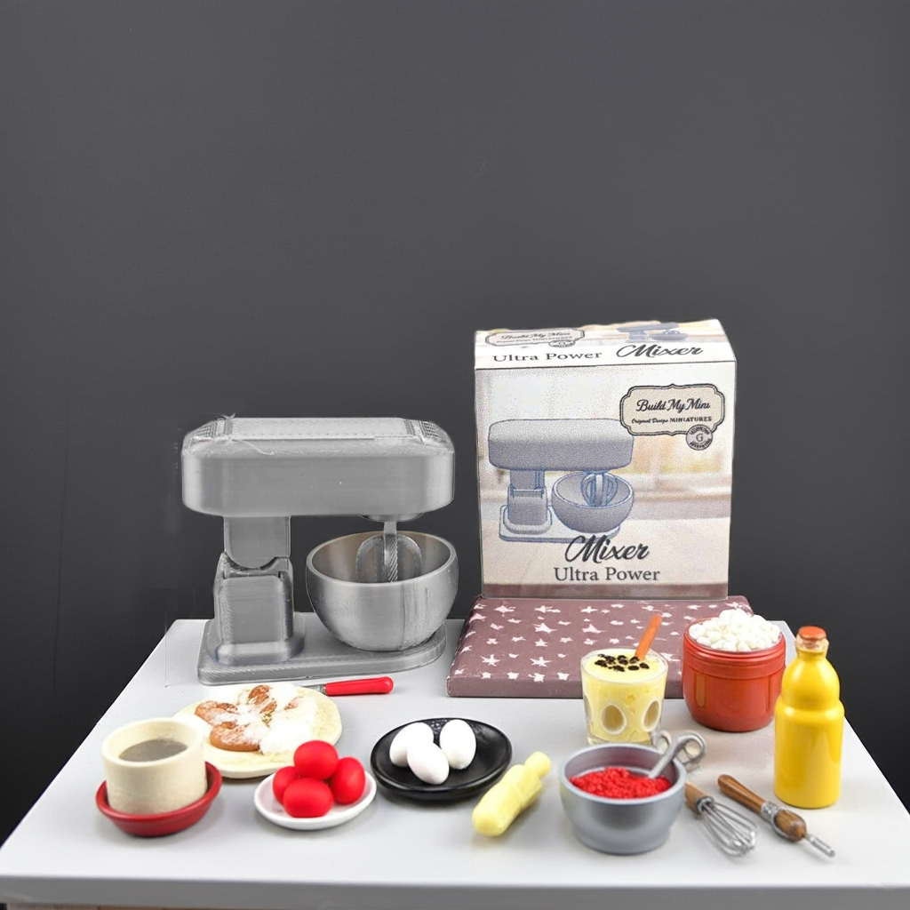 1:12 Mixer, Tilt-Head Stand Mixer, Retro Stand Mixer, Baking display, Mini kitchen cooking electronic appliance, 3D print, STL dollhouse