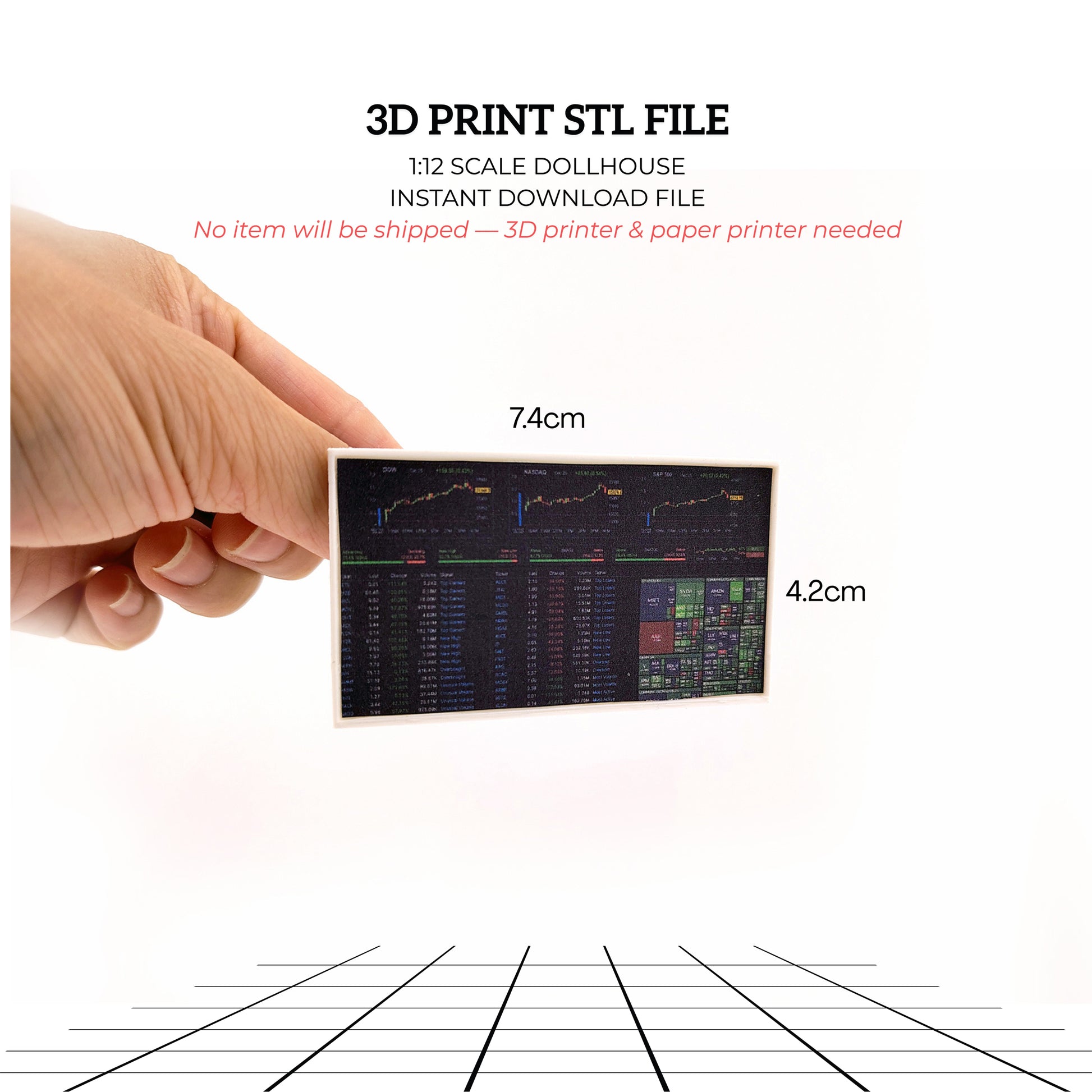 1:12 moveable TV display and switch wall mount 3D print STL File for dollhouse prints are included, office appliance