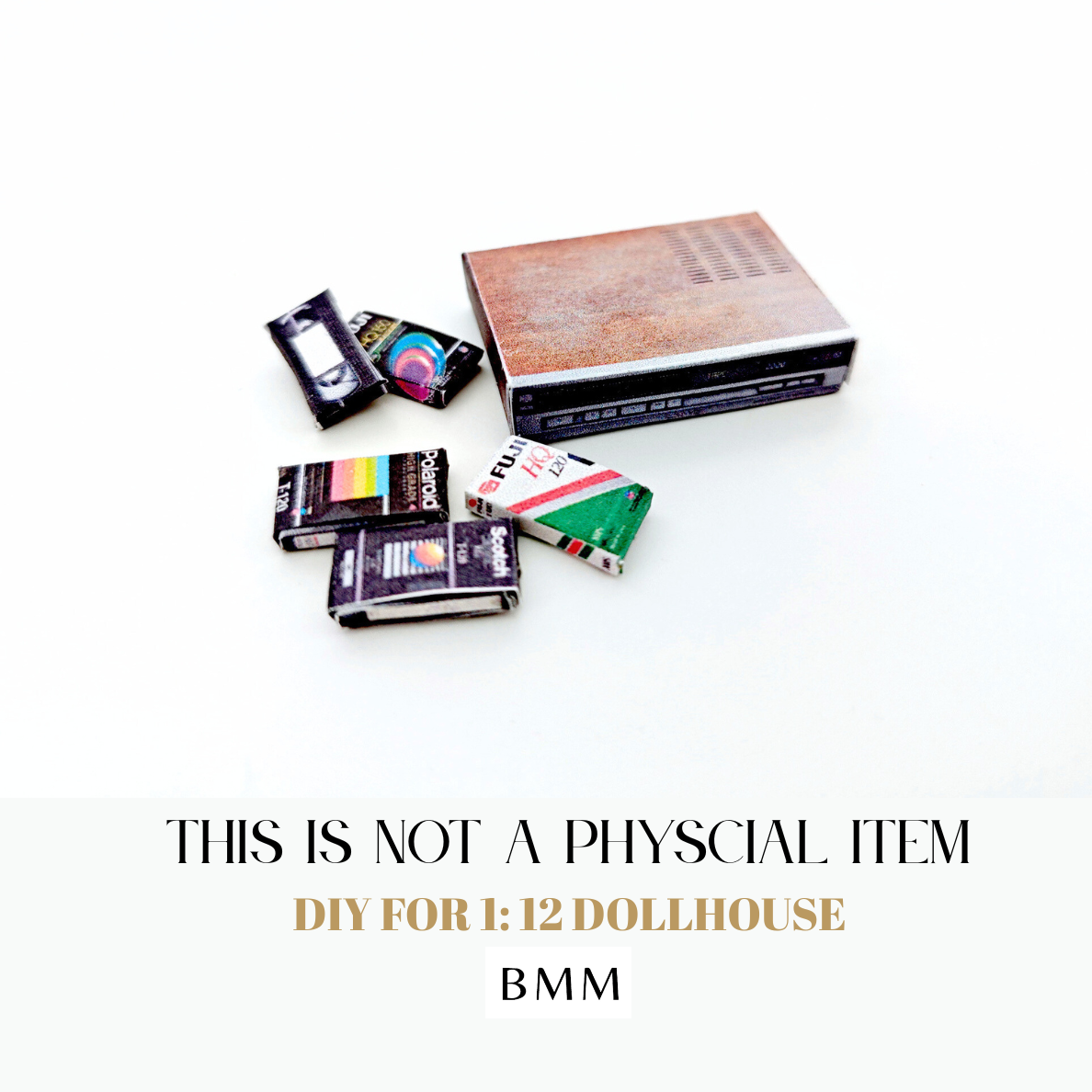1:12 Scale , 6 items Classic video Tape and record player- Printable Dollhouse decorations - printable miniature template