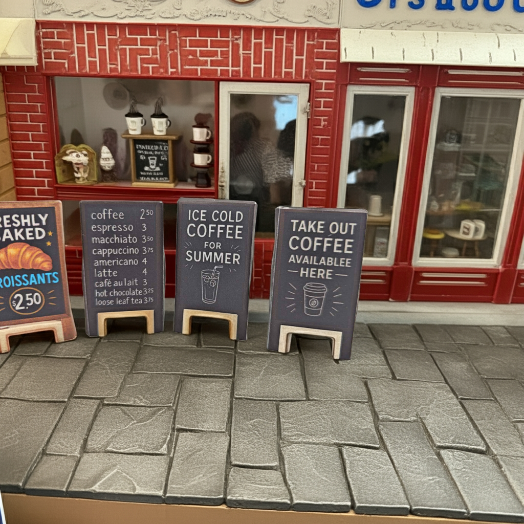 1:12 Coffee Shop Blackboard — DIY Printable Miniature Sign for Dollhouse Café Scene