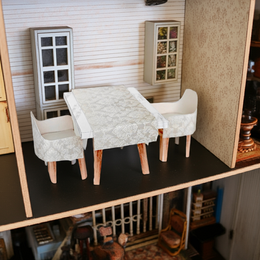 1:12 Dining Living room Table and Chair - Affordable Printable Dollhouse furniture,  DIY, miniature template, BMM shoesbox miniature