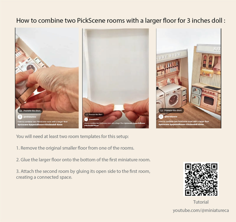 Miniature Wooden Floor – 3-inch Dollhouse PickScene Room Kit