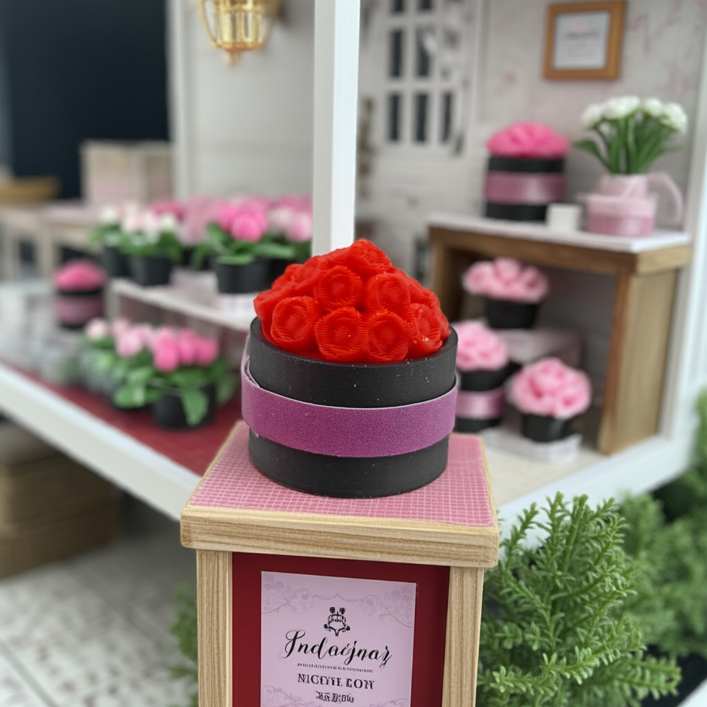 1:12 Flower box for mother's day and Valentine's Day. included box and different color of strips, 3D print file, miniature dollhouse